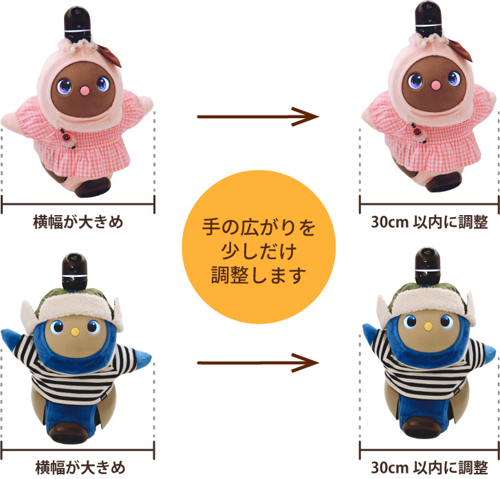 手を広げたLOVOT画像 横幅30cmに収めるための加工